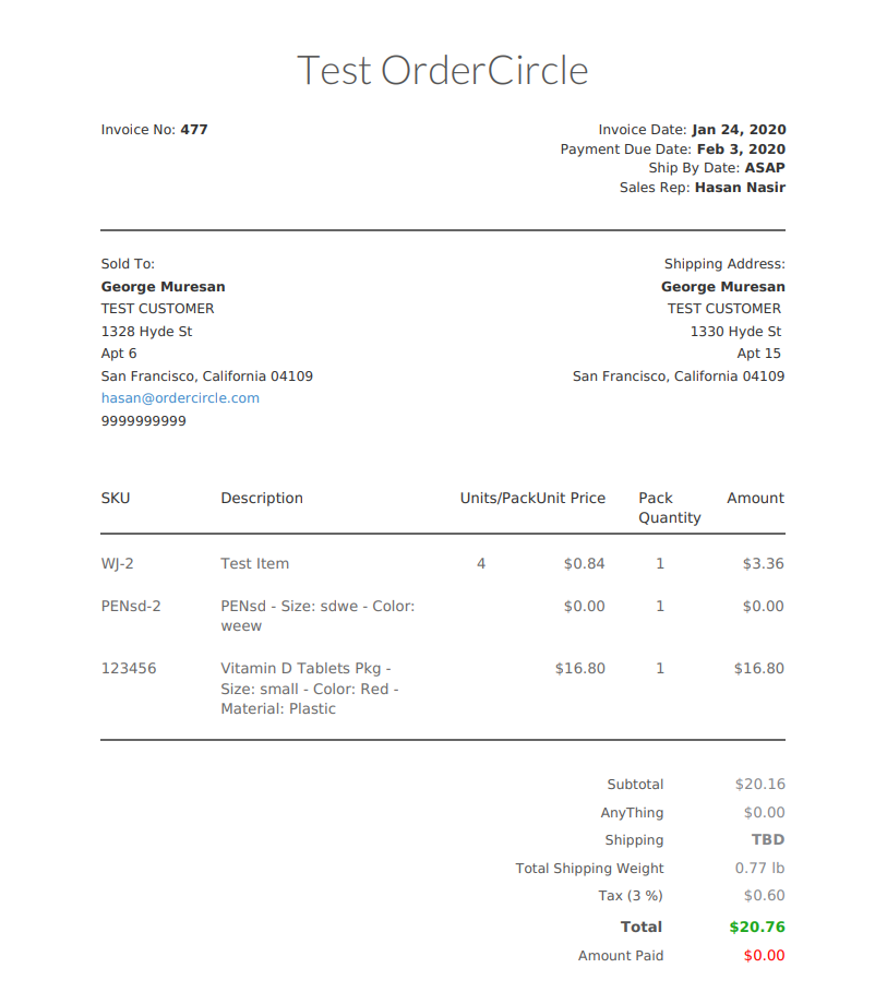 Consignment Invoice Template